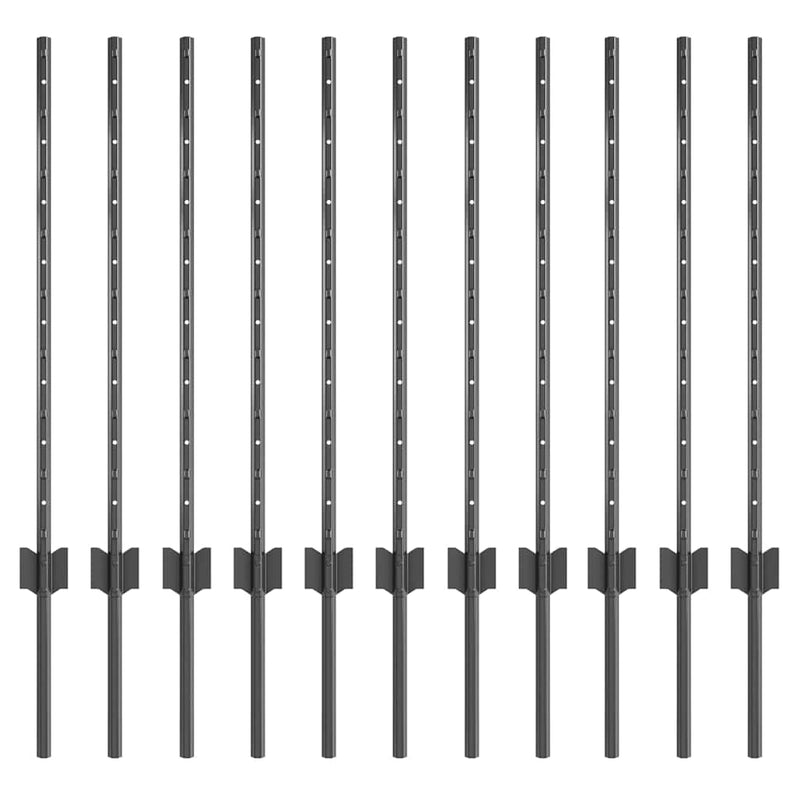 Chargez l'image dans la visionneuse de la galerie, Vidaxl afrasteringspaal 11 pcs grijs 80 cm staal
