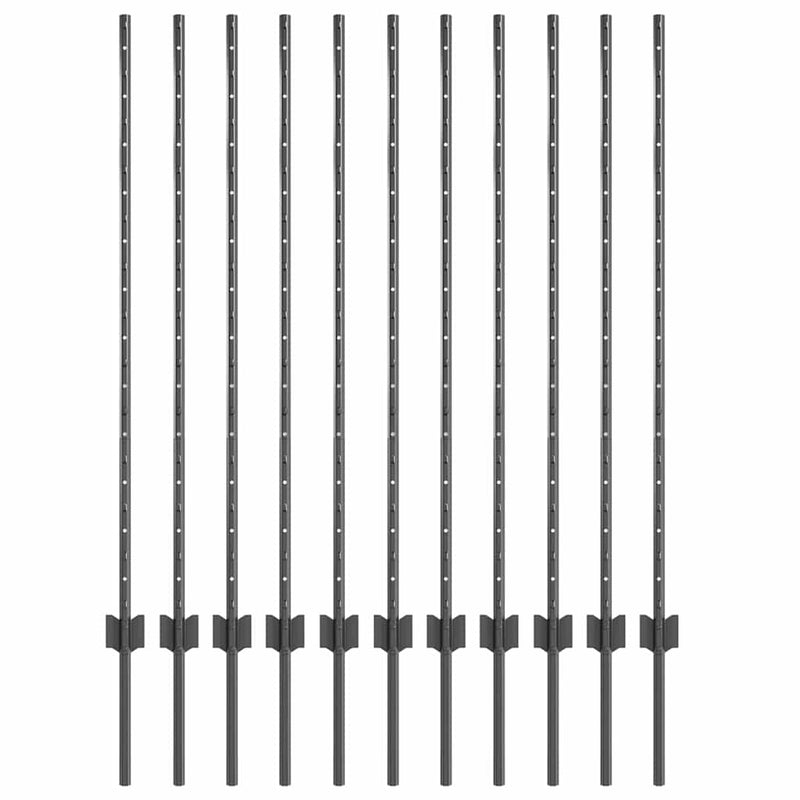Chargez l'image dans la visionneuse de la galerie, Vidaxl afrasteringspaal 11 pcs grijs 120 cm staal
