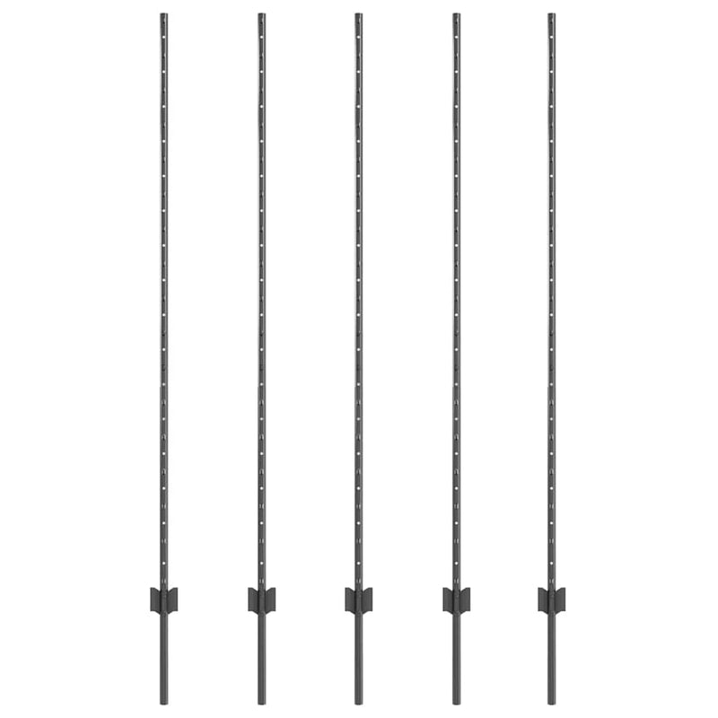 Afbeelding laden in galerijviewer, Vidaxl afrasteringspaal 5 pcs grijs 150 cm staal
