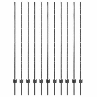 Vidaxl afrasteringspaal 11 pcs grijs 150 cm staal