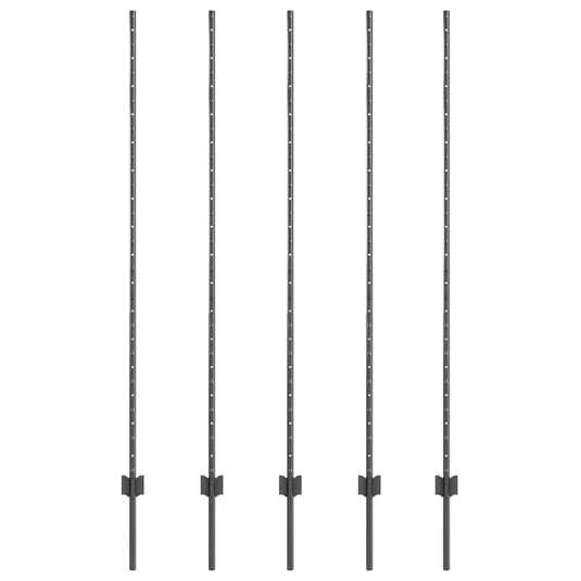 Vidaxl afrasteringspaal 5 pcs grijs 160 cm staal