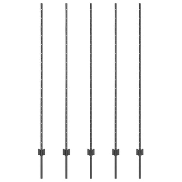 Vidaxl afrasteringspaal 5 pcs grijs 160 cm staal