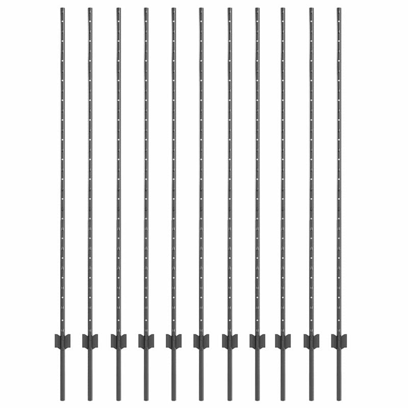 Chargez l'image dans la visionneuse de la galerie, Vidaxl afrasteringspaal 11 pcs grijs 160 cm staal
