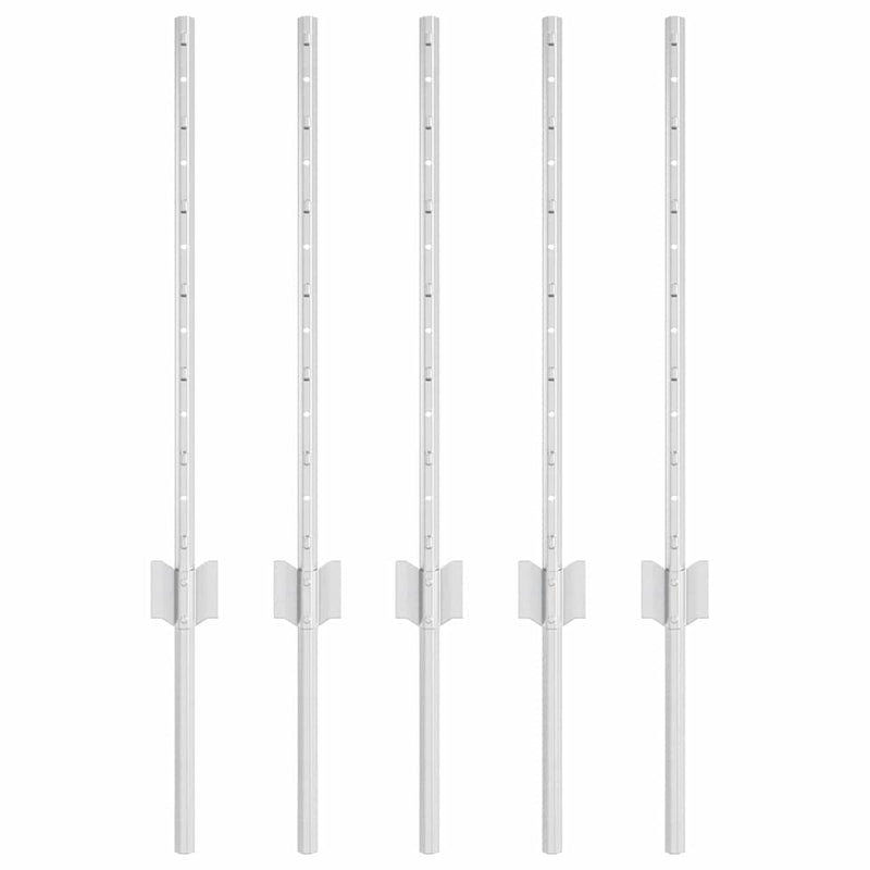 Chargez l'image dans la visionneuse de la galerie, Vidaxl afrasteringspaal 5 pcs zilver 60 cm staal
