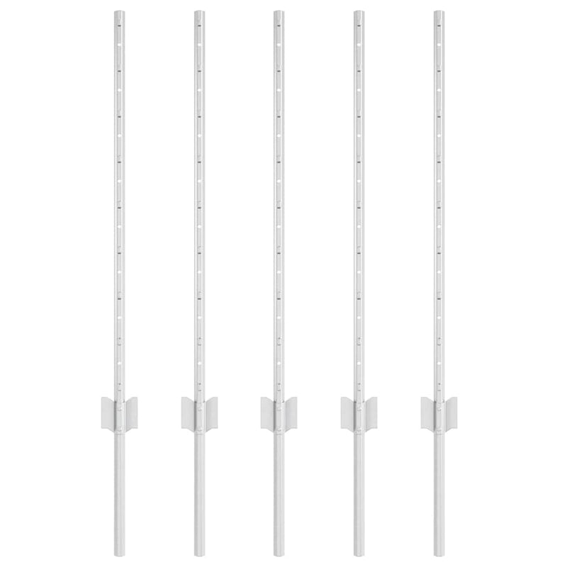 Chargez l'image dans la visionneuse de la galerie, Vidaxl afrasteringspaal 5 pcs zilver 80 cm staal
