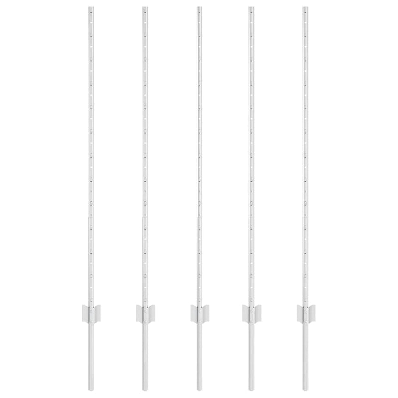 Chargez l'image dans la visionneuse de la galerie, Vidaxl afrasteringspaal 5 pcs zilver 120 cm staal
