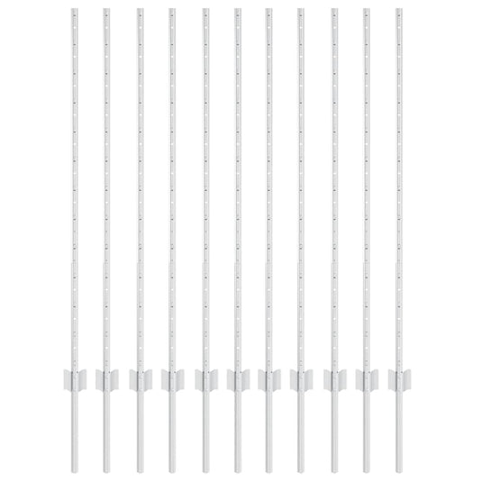 Vidaxl afrasteringspaal 11 pcs zilver 120 cm staal