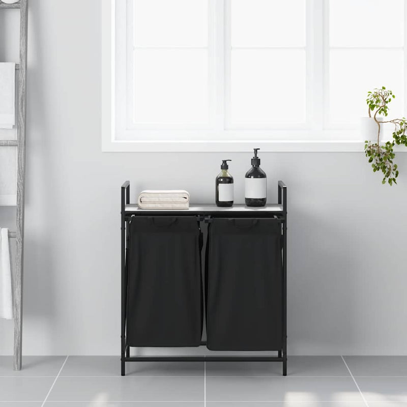 Chargez l'image dans la visionneuse de la galerie, Vidaxl wasmand 2 vakken met plank grijs sonoma eiken
