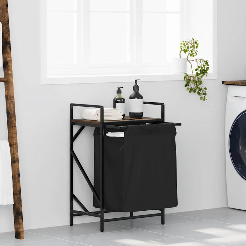 Chargez l'image dans la visionneuse de la galerie, Vidaxl wasmand 1 vak met plank gerookt eikenkleurig
