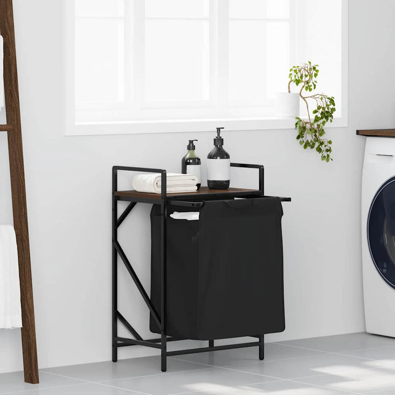 Chargez l'image dans la visionneuse de la galerie, Vidaxl wasmand 1 vak met plank bruin eikenkleurig
