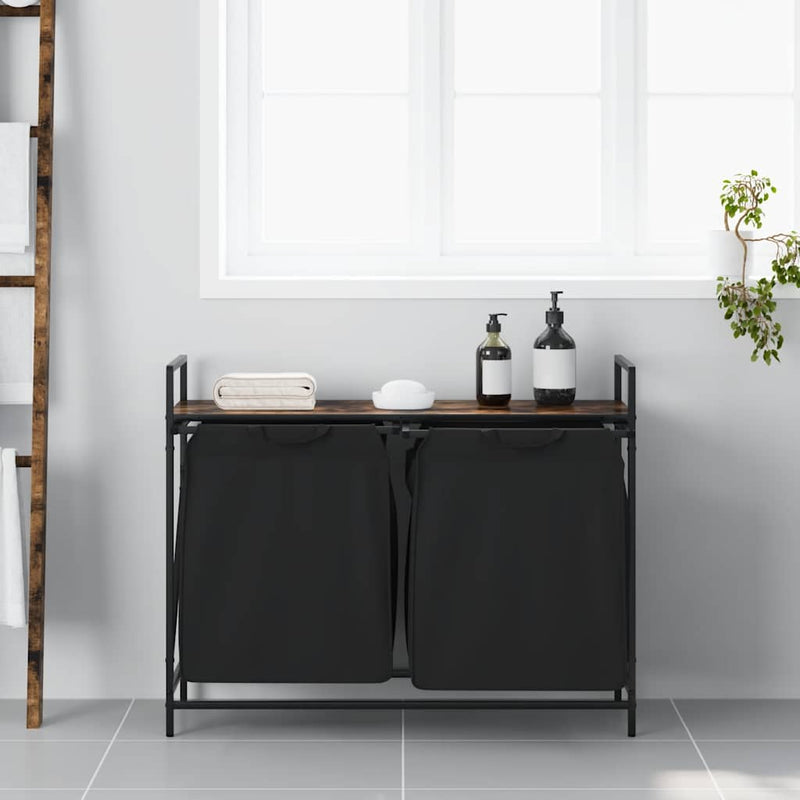 ギャラリービューアに画像をロードする, Vidaxl wasmand 2 vakken met plank gerookt eikenkleurig
