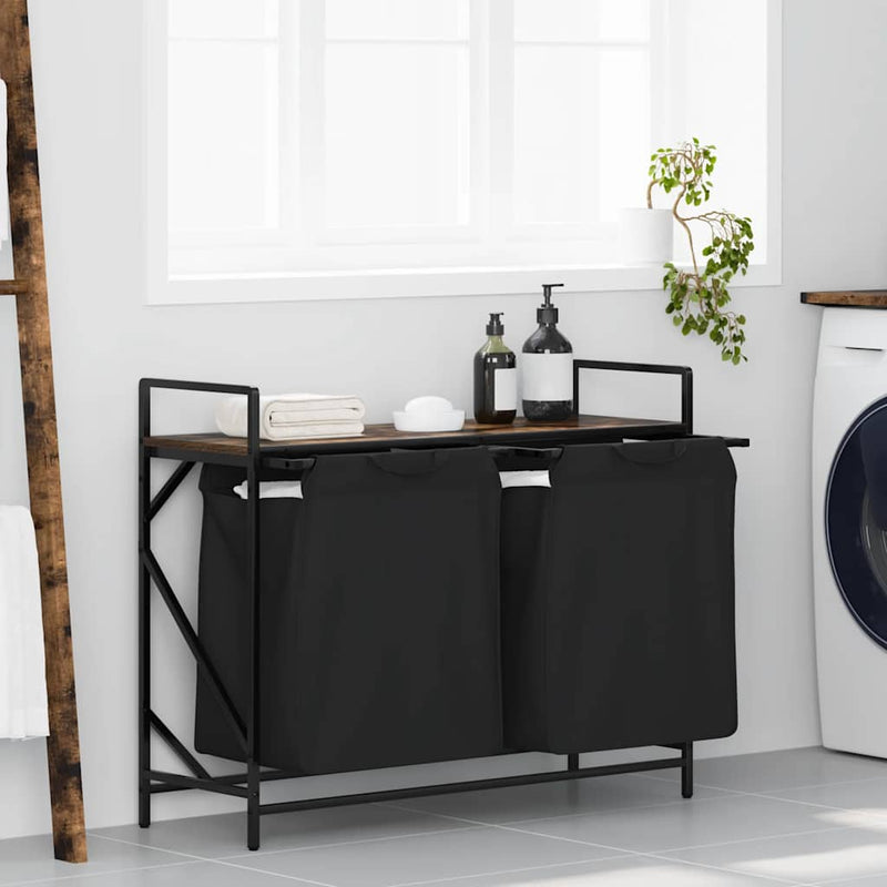 ギャラリービューアに画像をロードする, Vidaxl wasmand 2 vakken met plank gerookt eikenkleurig
