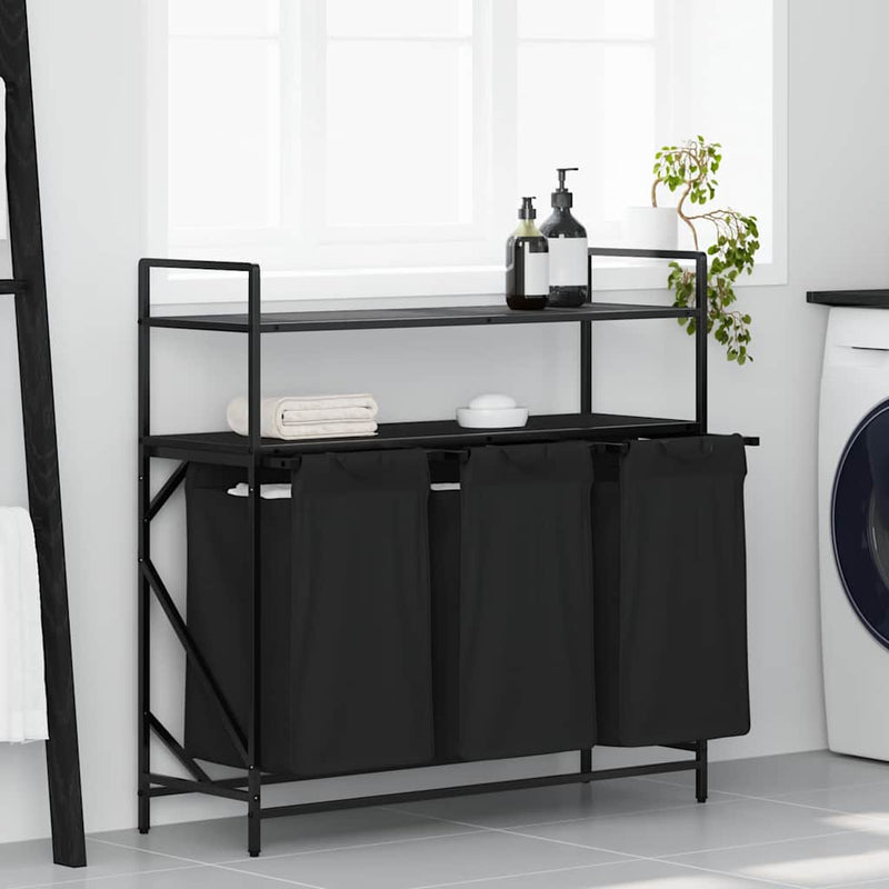 ギャラリービューアに画像をロードする, Vidaxl wasmand 3 vakken met planken zwart eikenkleurig
