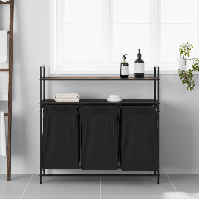 ギャラリービューアに画像をロードする, Vidaxl wasmand 3 vakken met planken bruin eikenkleurig
