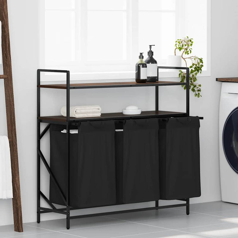ギャラリービューアに画像をロードする, Vidaxl wasmand 3 vakken met planken bruin eikenkleurig
