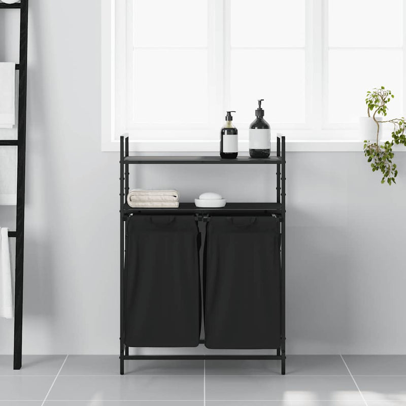 ギャラリービューアに画像をロードする, Vidaxl wasmand 2 vakken met planken zwart eikenkleurig
