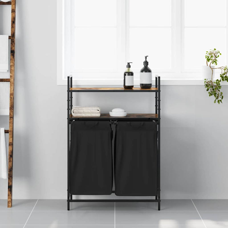 ギャラリービューアに画像をロードする, Vidaxl wasmand 2 vakken met planken gerookt eikenkleurig
