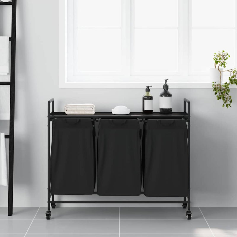 ギャラリービューアに画像をロードする, Vidaxl wasmand 3 vakken met planken zwart eikenkleurig
