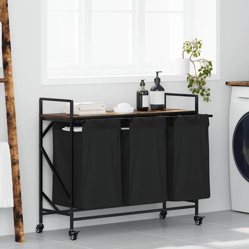ギャラリービューアに画像をロードする, Vidaxl wasmand 3 vakken met planken gerookt eikenkleurig
