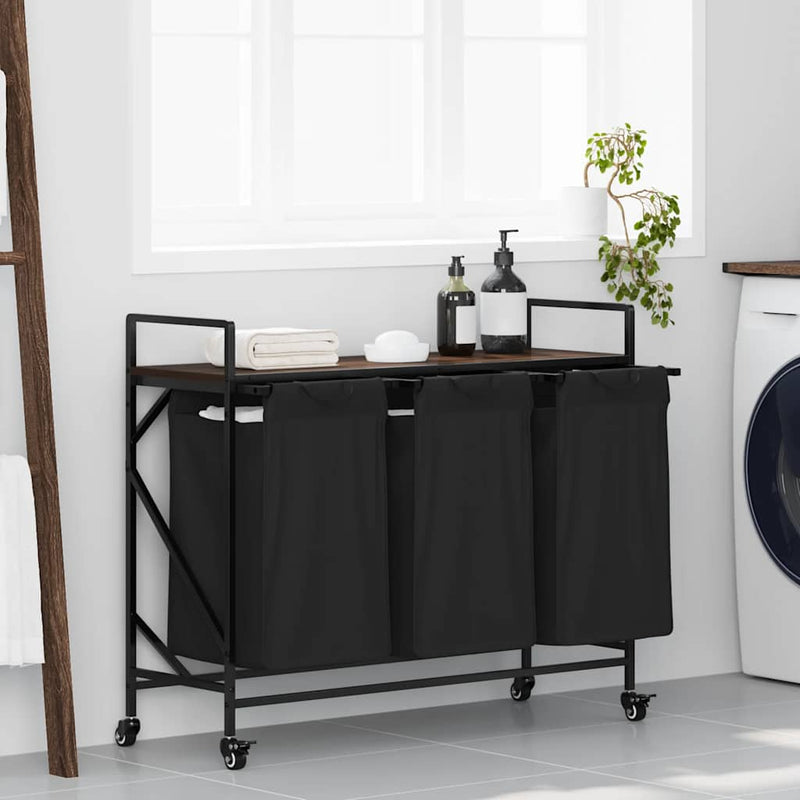 ギャラリービューアに画像をロードする, Vidaxl wasmand 3 vakken met planken bruin eikenkleurig
