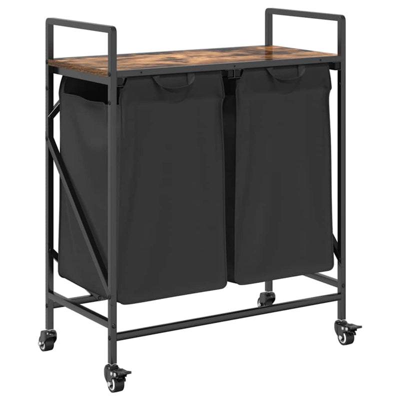 ギャラリービューアに画像をロードする, Vidaxl wasmand 2 vakken met planken gerookt eikenkleurig
