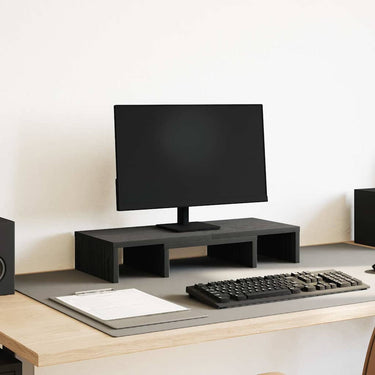 Vidaxl monitorstandaard verstelbaar zwart eiken 60x24x10,5 cm bewerkt hout
