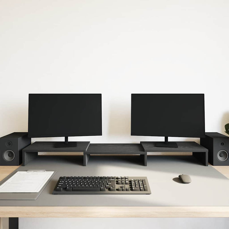 ギャラリービューアに画像をロードする, Vidaxl monitorstandaard verhoger verstelbaar zwart eiken 80x24x10,5 cm
