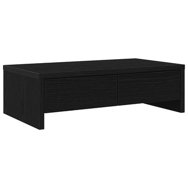 Vidaxl monitorstandaard met lades, zwart eiken, 50x27x15 cm, bewerkt hout
