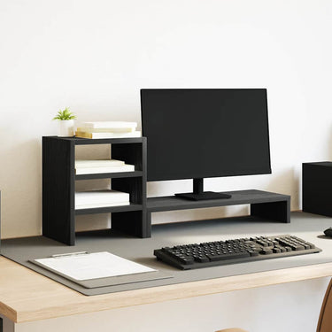 Vidaxl monitorstandaard met bureau-organizer, zwart eikenhout