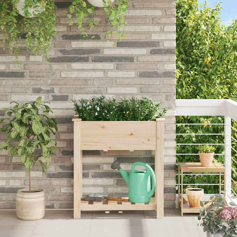 Afbeelding laden in galerijviewer, Vidaxl tuin bloempot beige 71 x 37 x 76,5 cm massief vurenhout
