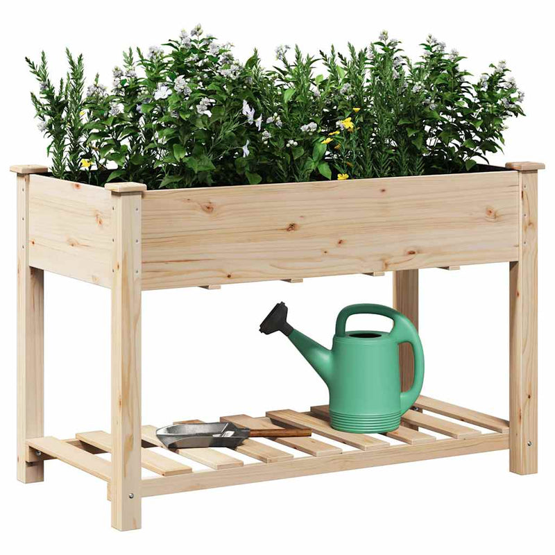 Afbeelding laden in galerijviewer, Vidaxl tuin bloempot beige 115 x 59 x 76,5 cm massief vurenhout
