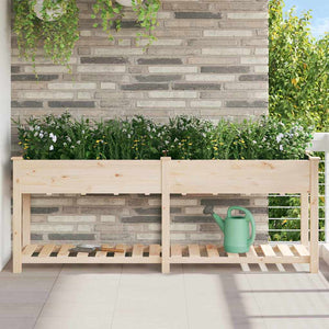 Vidaxl tuin bloempot beige 203 x 53 x 76,5 cm massief vurenhout