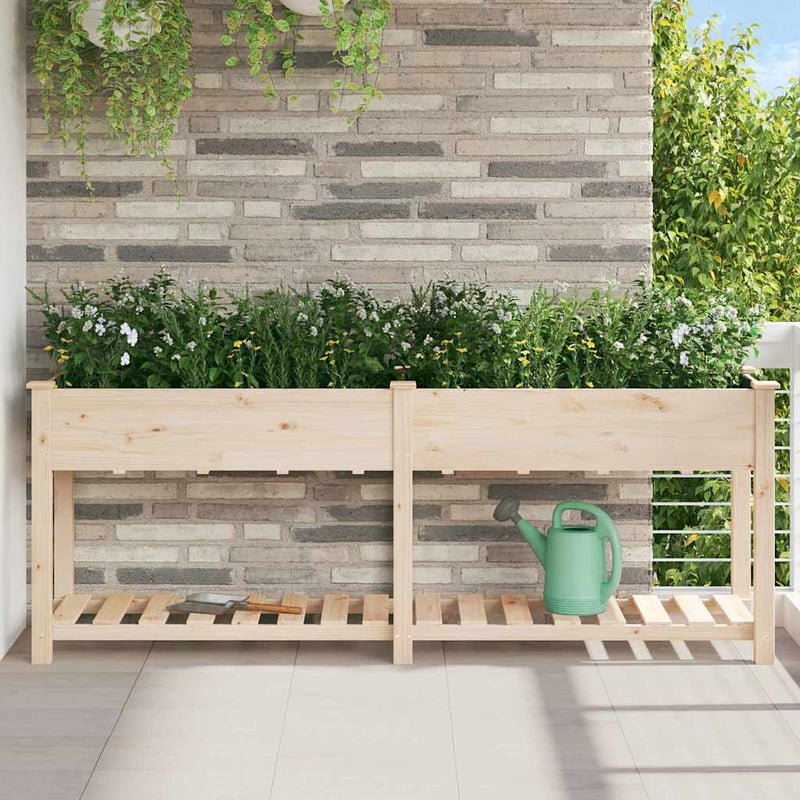 Afbeelding laden in galerijviewer, Vidaxl tuin bloempot beige 203 x 53 x 76,5 cm massief vurenhout
