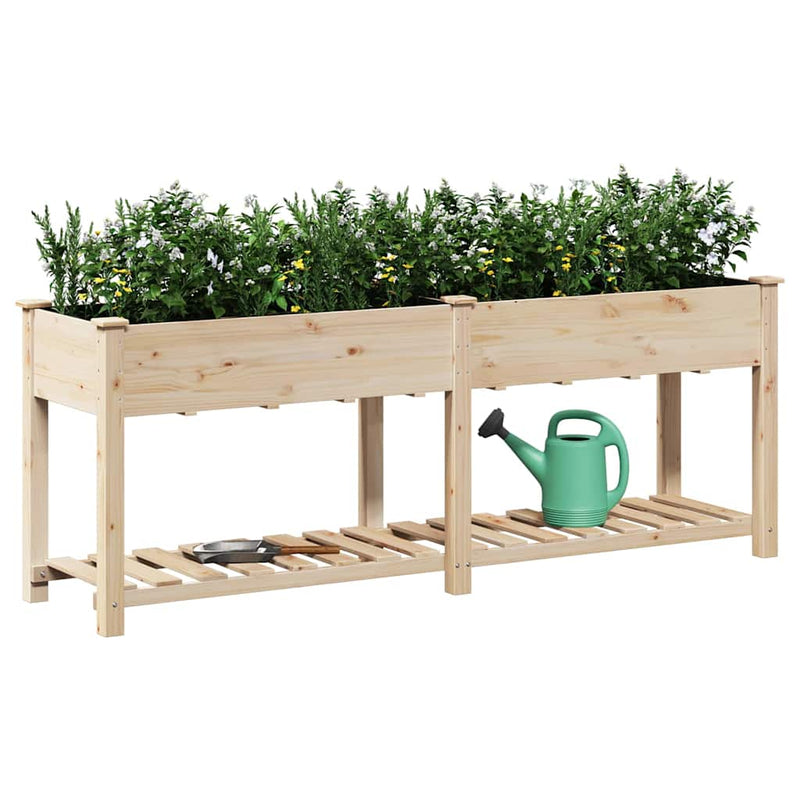 Afbeelding laden in galerijviewer, Vidaxl tuin bloempot beige 203 x 53 x 76,5 cm massief vurenhout
