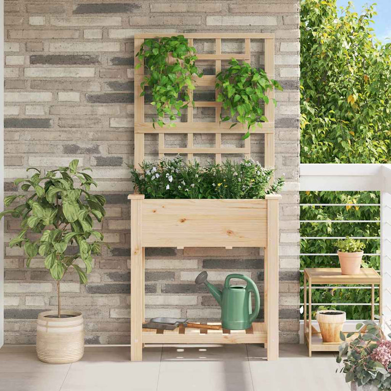 Afbeelding laden in galerijviewer, Vidaxl tuin bloempot beige 71 x 38 x 152 cm massief vurenhout

