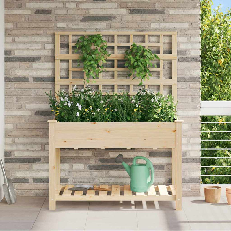 Afbeelding laden in galerijviewer, Vidaxl tuin bloempot beige 115 x 60,5 x 153 cm massief vurenhout
