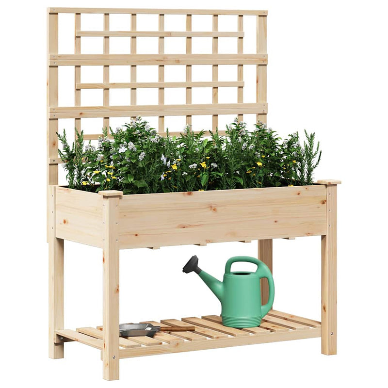 Afbeelding laden in galerijviewer, Vidaxl tuin bloempot beige 115 x 60,5 x 153 cm massief vurenhout

