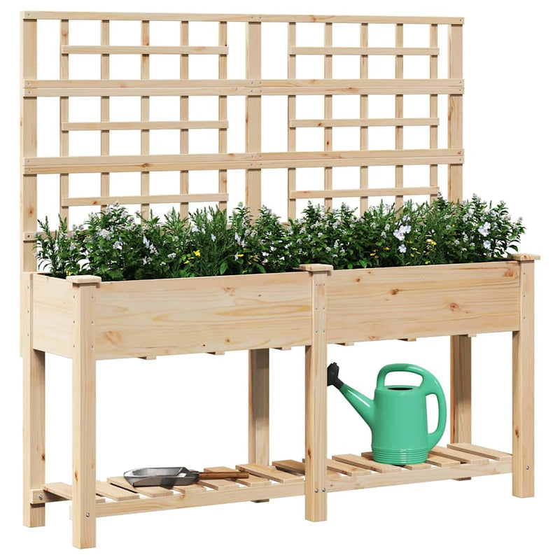Afbeelding laden in galerijviewer, Vidaxl tuin bloempot beige 161 x 46 x 152,5 cm massief vurenhout
