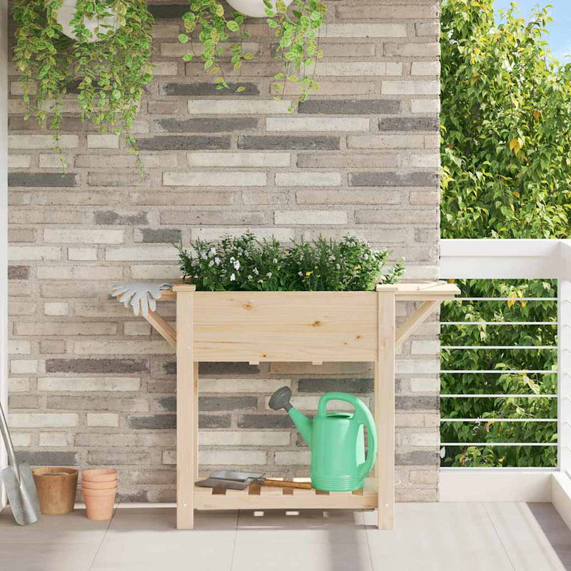 Afbeelding laden in galerijviewer, Vidaxl tuin bloempot beige 111 x 37 x 76,5 cm massief vurenhout
