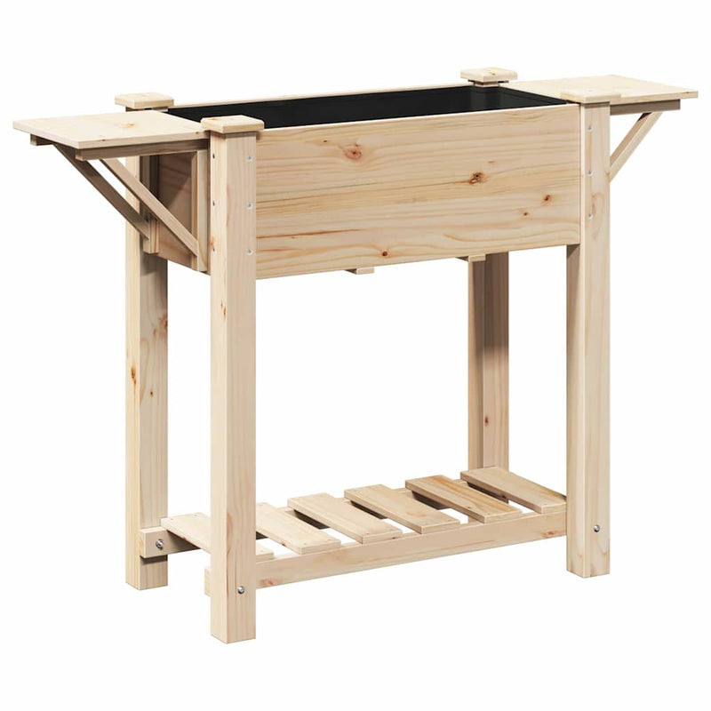 Afbeelding laden in galerijviewer, Vidaxl tuin bloempot beige 111 x 37 x 76,5 cm massief vurenhout
