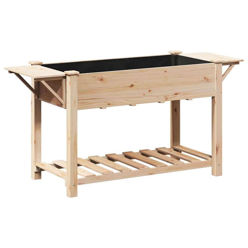 Afbeelding laden in galerijviewer, Vidaxl tuin bloempot beige 155 x 59 x 76,5 cm massief vurenhout
