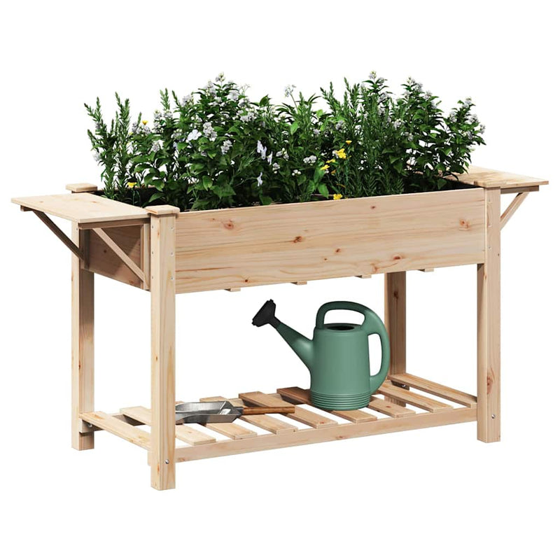 Afbeelding laden in galerijviewer, Vidaxl tuin bloempot beige 155 x 59 x 76,5 cm massief vurenhout
