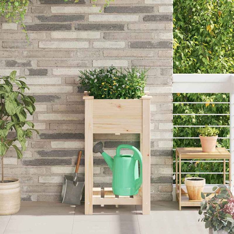Afbeelding laden in galerijviewer, Vidaxl tuin bloempot beige 45 x 45 x 76,5 cm massief vurenhout
