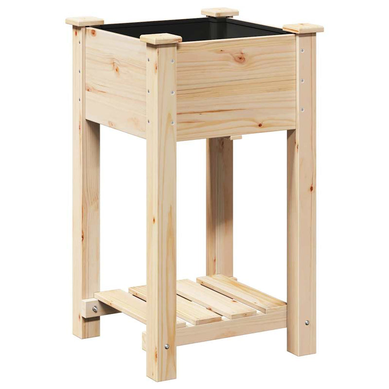Afbeelding laden in galerijviewer, Vidaxl tuin bloempot beige 45 x 45 x 76,5 cm massief vurenhout
