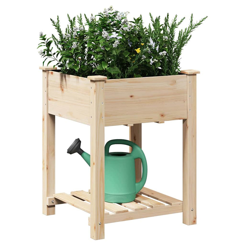 Afbeelding laden in galerijviewer, Vidaxl tuin bloempot beige 60,5 x 60 x 76,5 cm massief vurenhout
