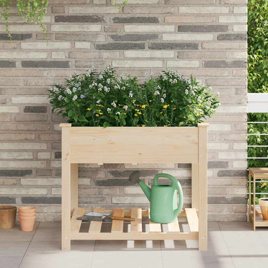 Vidaxl tuin bloempot beige 90 x 90 x 76,5 cm massief vurenhout