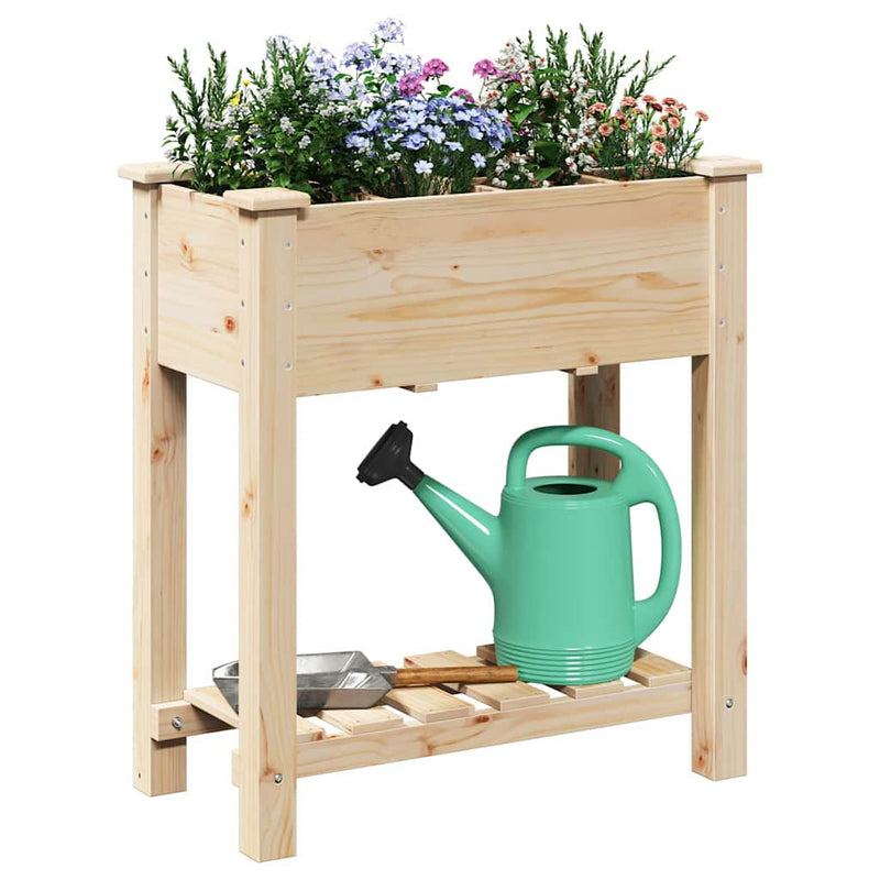 Afbeelding laden in galerijviewer, Vidaxl tuin bloempot beige 71 x 37 x 76,5 cm massief vurenhout

