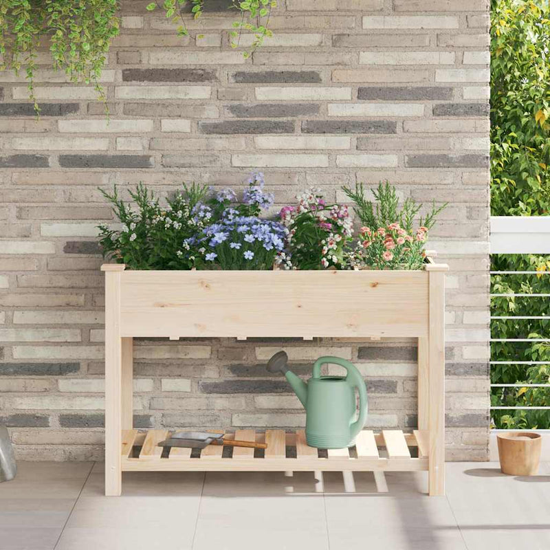 Afbeelding laden in galerijviewer, Vidaxl tuin bloempot beige 115 x 59 x 76,5 cm massief vurenhout
