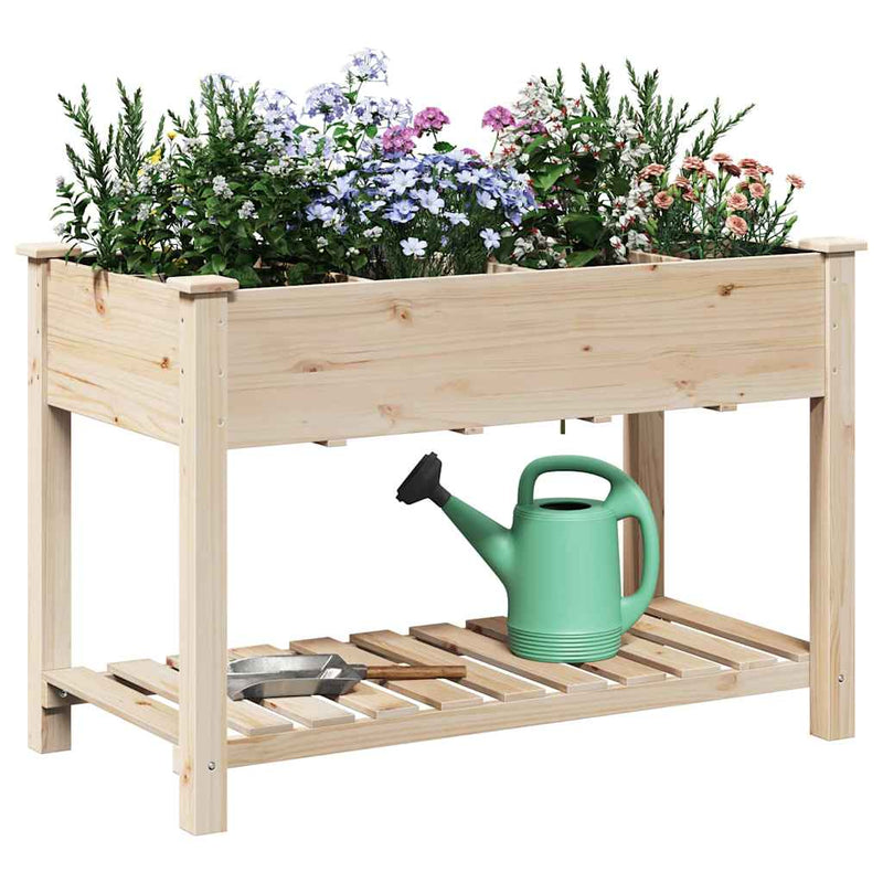 Afbeelding laden in galerijviewer, Vidaxl tuin bloempot beige 115 x 59 x 76,5 cm massief vurenhout
