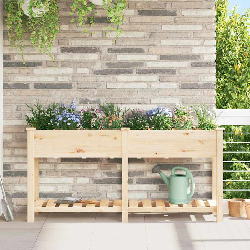 Afbeelding laden in galerijviewer, Vidaxl tuin bloempot beige 161,5 x 45 x 76,5 cm massief vurenhout
